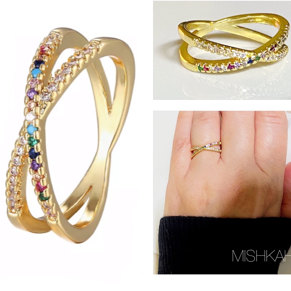 Just In🎉Beautiful Colorful Rainbow CZ Gold Ring